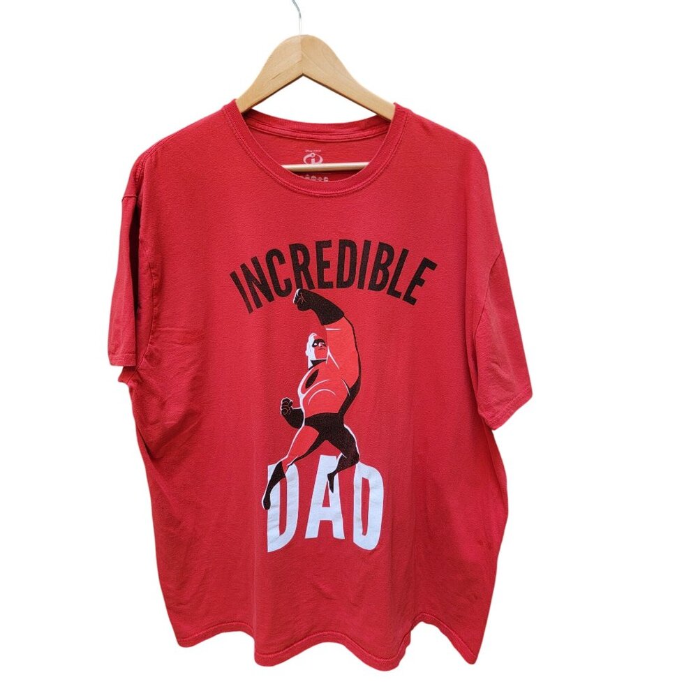 Disney Pixar The Incredibles "Incredible Dad" Red T-Shirt XXL 100% Cotton Graphi